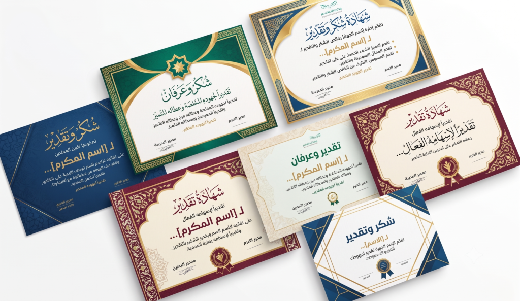 إعداد شهادات الشكر والتقدير
