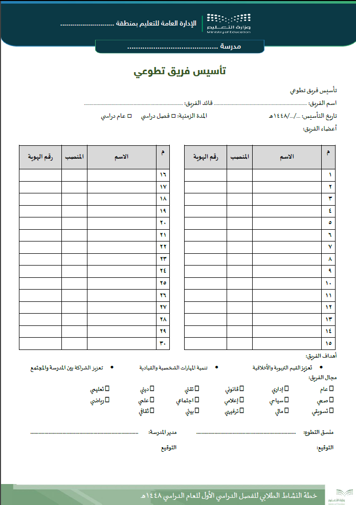 سجل الفرق التطوعية